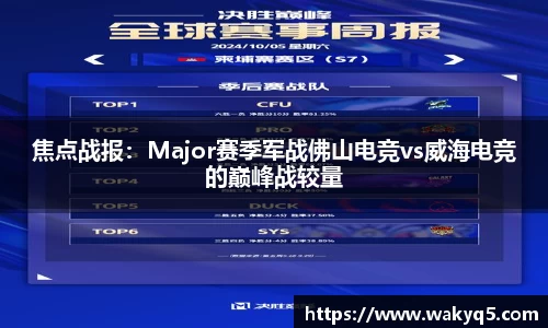 焦点战报：Major赛季军战佛山电竞vs威海电竞的巅峰战较量